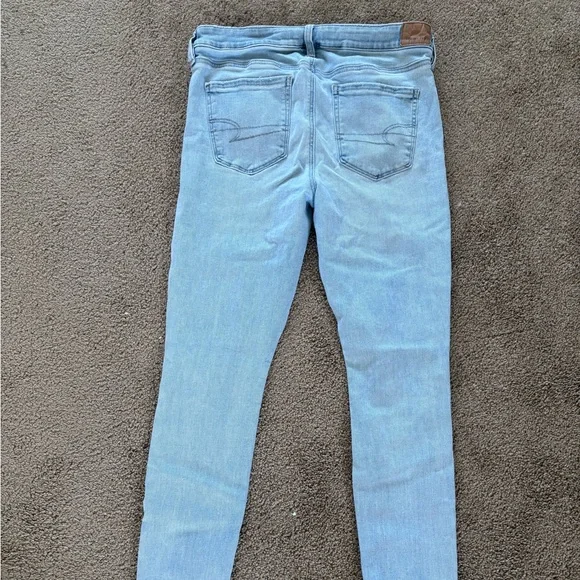 American Eagle Outfitters Blue Skinny Jeans Distressed Style - Picture 4 of 5